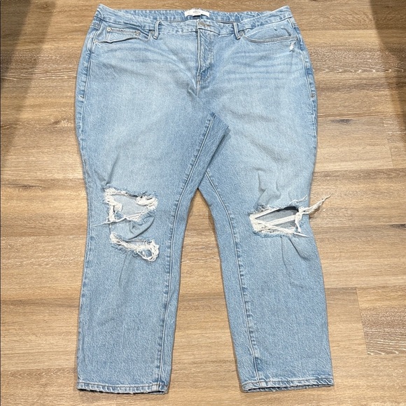 Good American Size 18/50 Denim Straight Leg Jeans - Light Blue High Rise - Picture 7 of 15